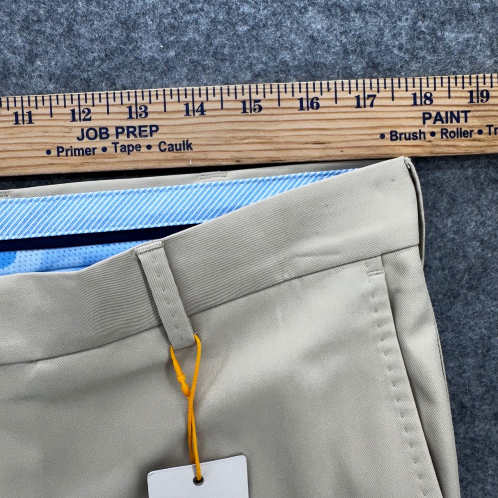Peter Millar Mens Durham High Drape Performance Khaki Pant 34x28 Flat Front Golf - Picture 12 of 12
